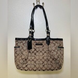 Coach Tan and Black Signature Tote